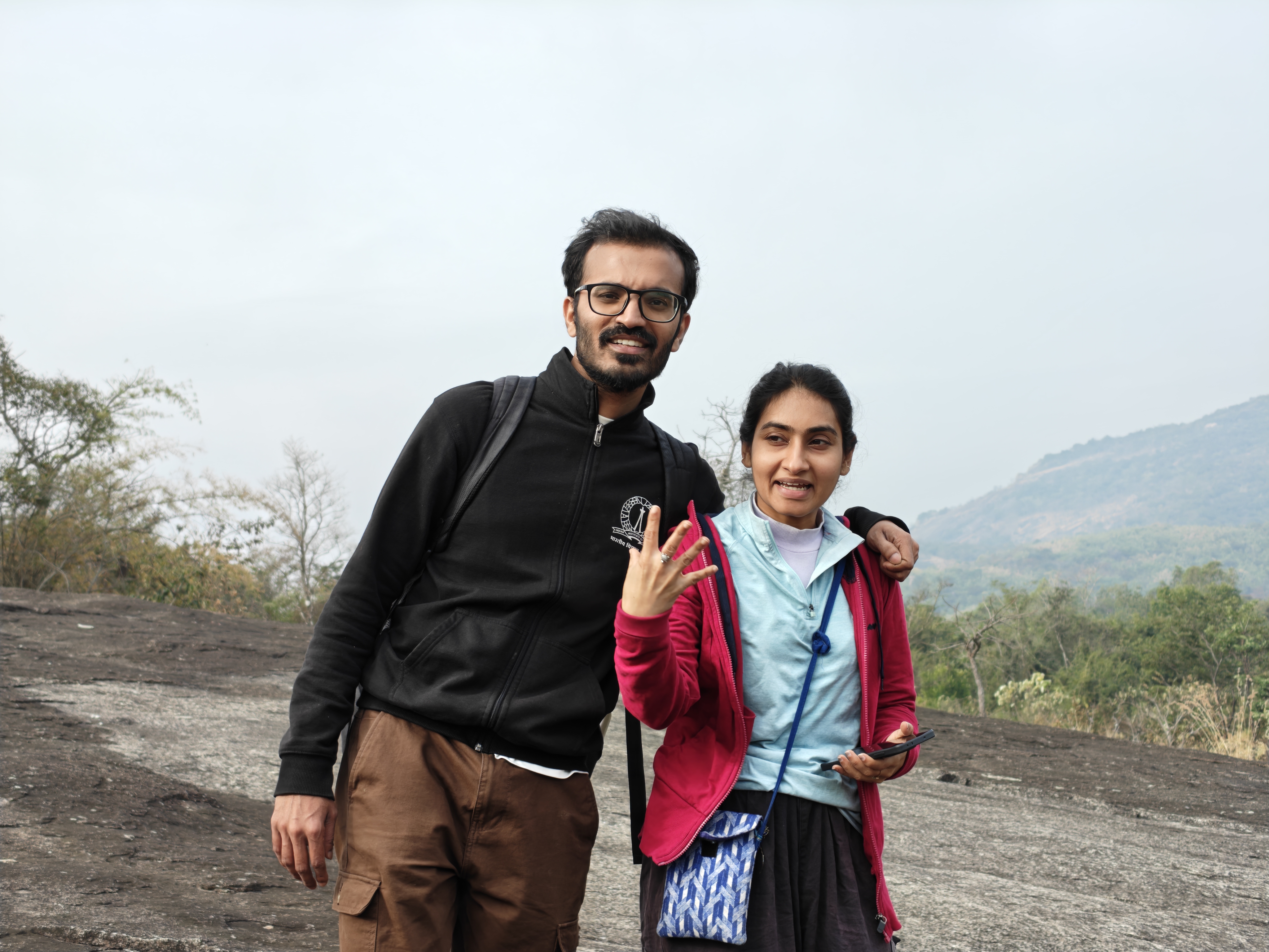Sumi and Ajay on a hilltop adventure